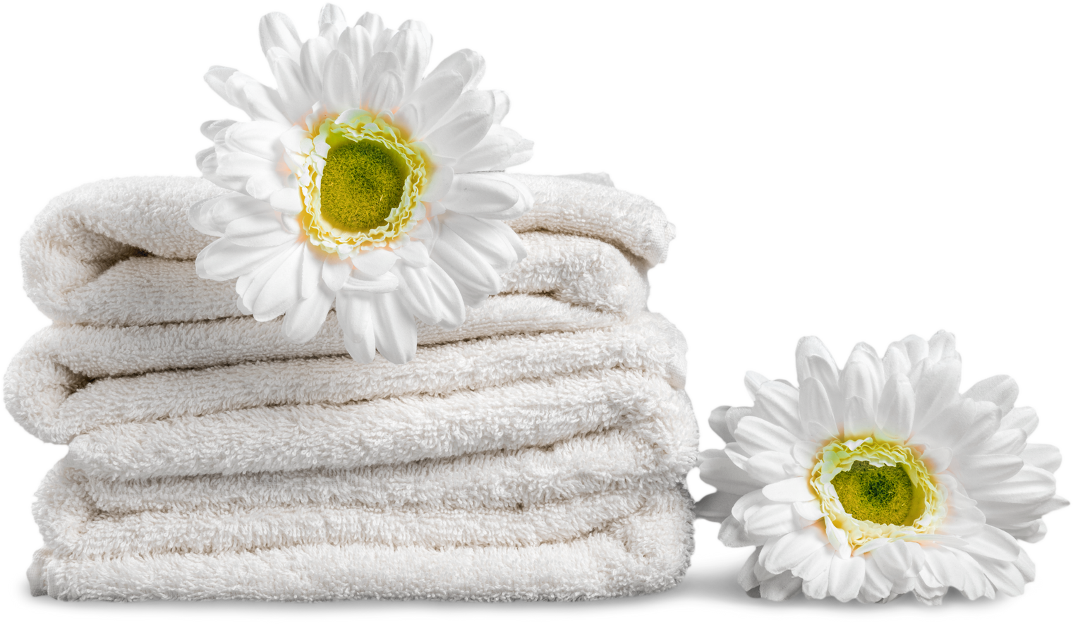 Stack of Clean Towels with Flower